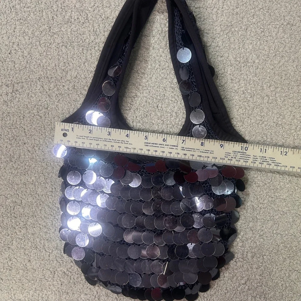 Bueno Hobo Bag Sequin Small Black Disco Mermaidcore Y2K Glam Night Out